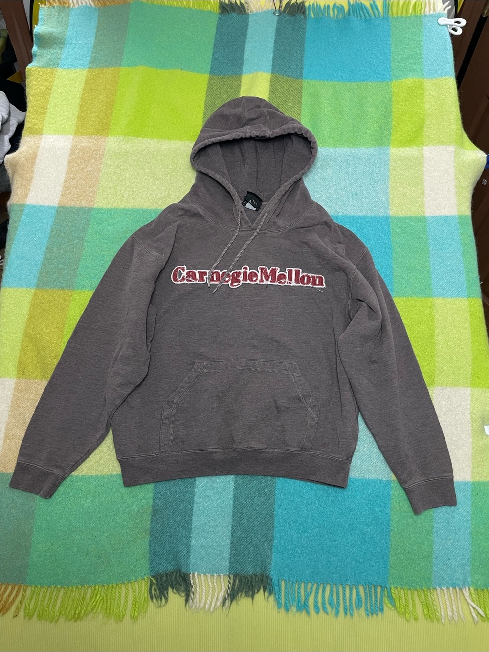 Vintage Carnegie Mellon University Pullover Hooded Sweatshirt Grey Men’s